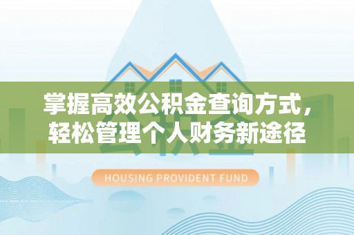 稻城掌握高效公积金查询方式，轻松管理个人财务新途径